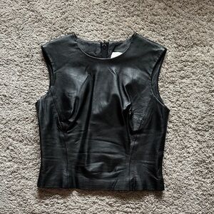 Black Newport News Leather Sleeveless Top